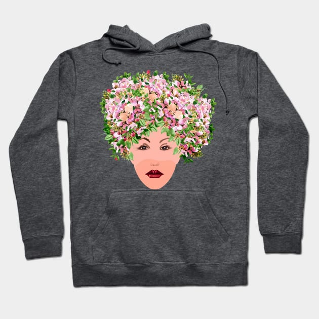 Red apple tree blossoms wreath on woman head Hoodie by IngaDesign